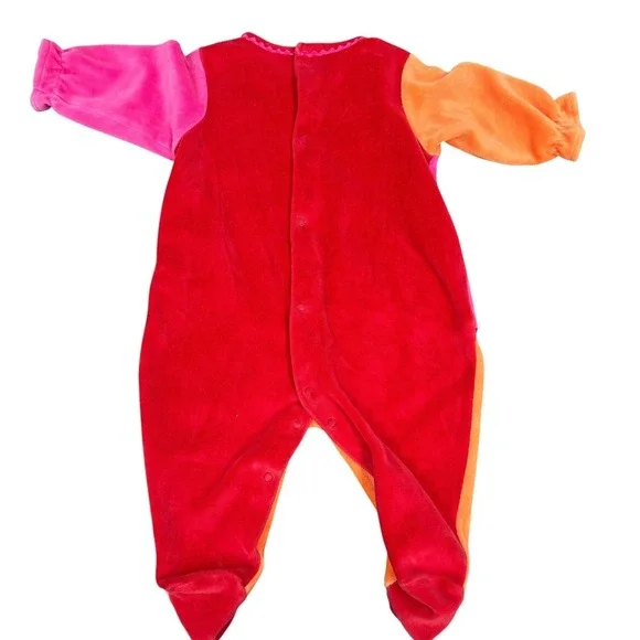 Little Me Baby Girl Velour Footie Pajamas Sleeper 6 Months Rainbow Floral - Picture 2 of 6